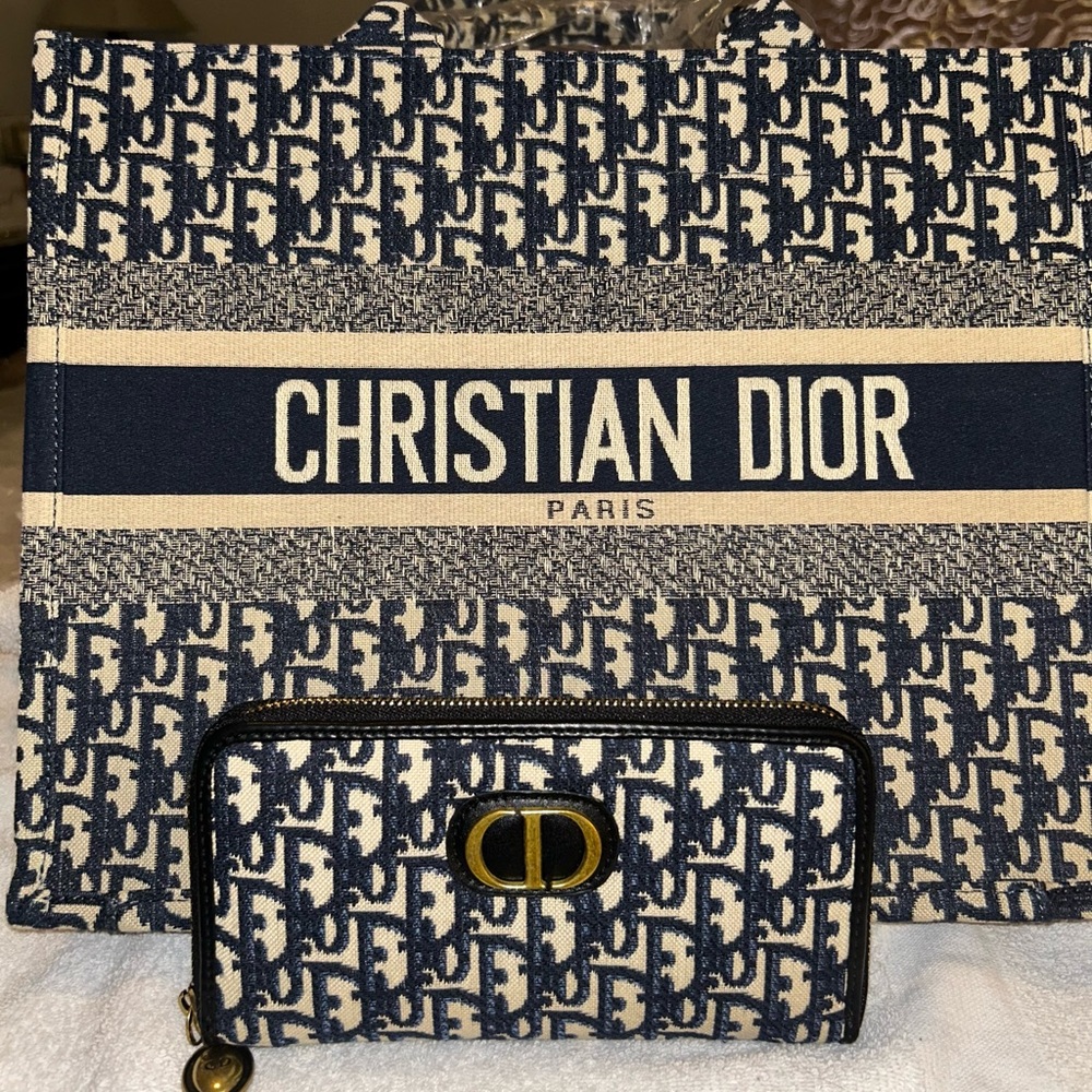 Inspired Dior Blue and Beige Monogram Tote